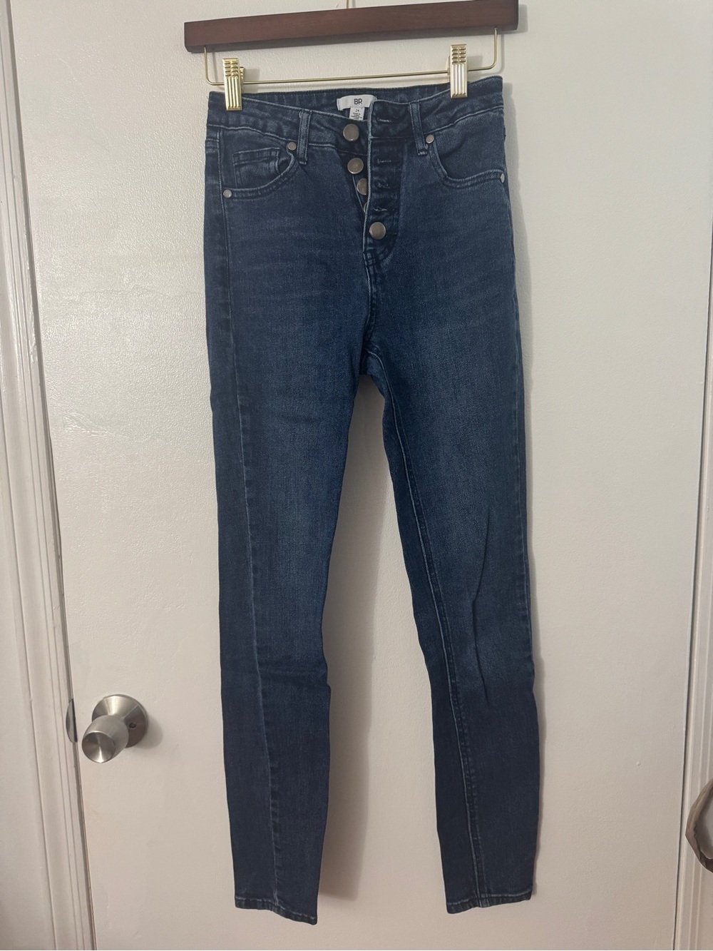 Nordstrom Dark Blue High-Rise Button-Fly Skinny Jeans
